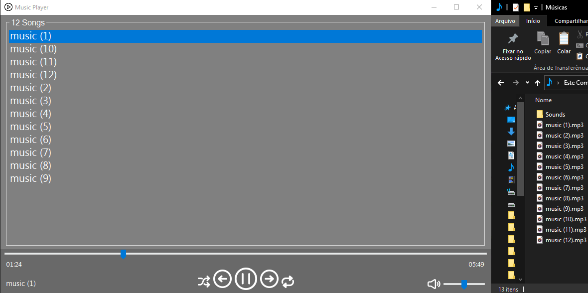 C# Music Player Screenshot